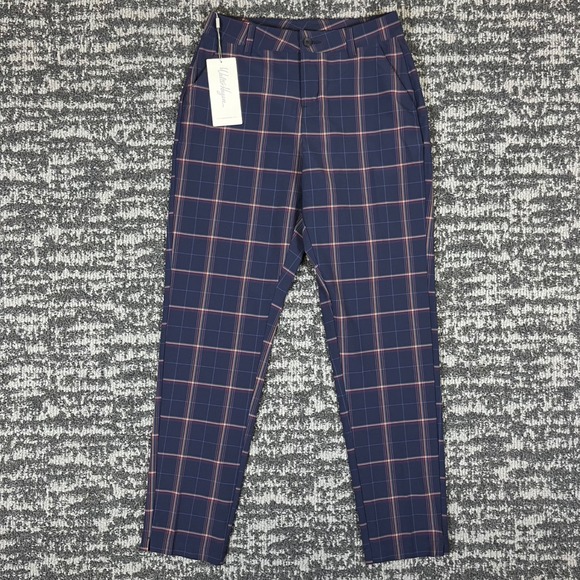 Walter Hagen Pants - Walter Hagen Clubhouse Pant Womens 0 Dark Navy Plaid Golf Performance WGH15413YD